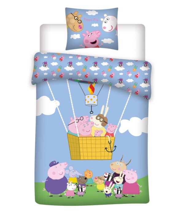 Peppa malac Hot Air Balloon gyerek ágyneműhuzat 100×140cm, 40×45 cm