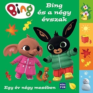 Bing és a négy évszak könyv borítója. Látható rajta Sula és Bing őszi háttérrel, kabátban.