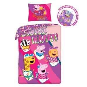 Peppa malac Happy ágyneműhuzat 140×200cm, 70×90 cm