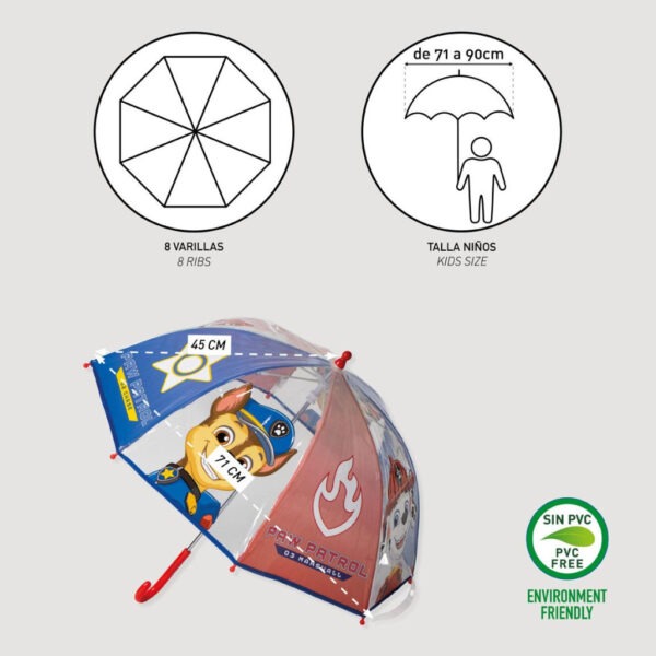 Mancs Őrjárat Elements gyerek átlátszó esernyő Ø71 cm - Image 6