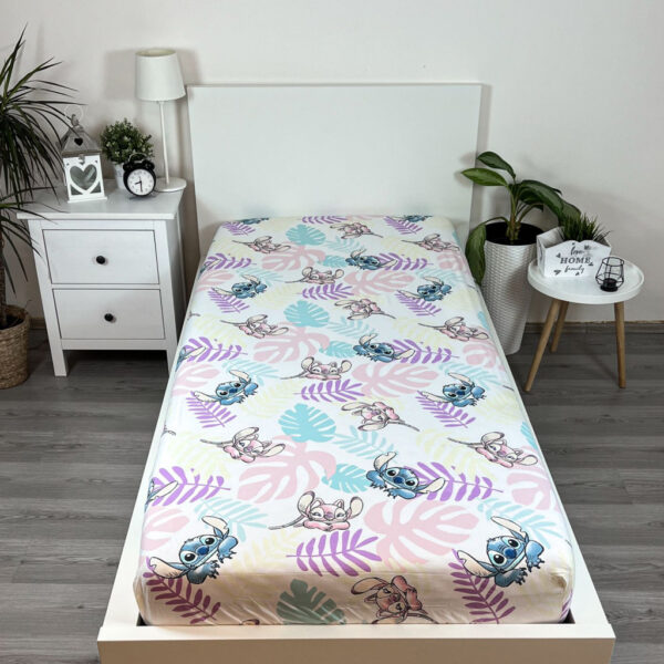 Disney Lilo és Stitch, A csillagkutya Leaves gumis lepedő 90x200 cm - Image 2