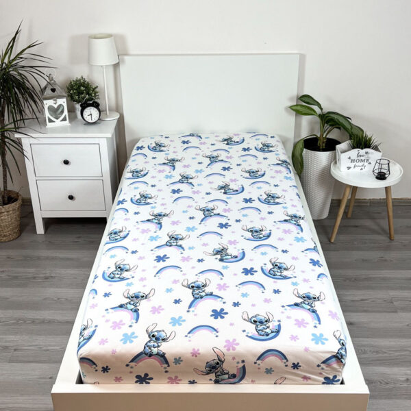 Disney Lilo és Stitch, A csillagkutya Rainbow gumis lepedő 90x200 cm - Image 2