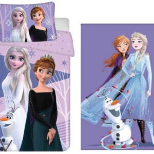 Disney Jégvarázs Purple gyerek, ovis ágyneműhuzat és polár takaró szett