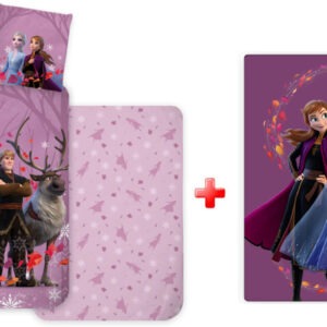 Disney Jégvarázs Purple gyerek, ovis ágyneműhuzat és polár takaró szett