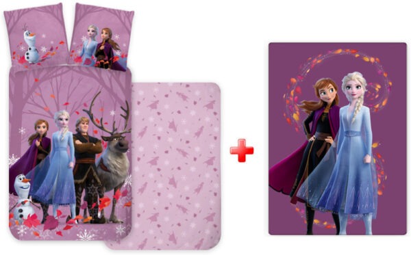 Disney Jégvarázs Purple gyerek, ovis ágyneműhuzat és polár takaró szett