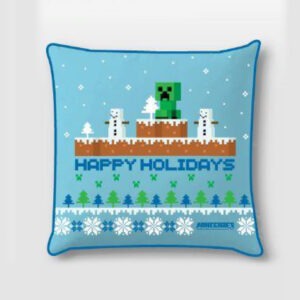 Minecraft Happy Holidays Karácsony párnahuzat 40x40 cm Velúr