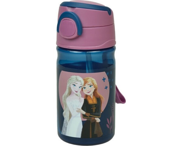 Disney Jégvarázs Sisters műanyag szívószálas kulacs akasztóval 350 ml