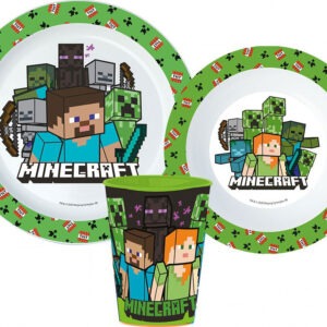 Minecraft Creeper étkészlet, micro műanyag szett, pohárral 260 ml