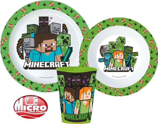 Minecraft Creeper étkészlet, micro műanyag szett, pohárral 260 ml - Image 2