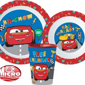 Disney Verdák Lets Race étkészlet, micro műanyag szett, pohárral 260 ml