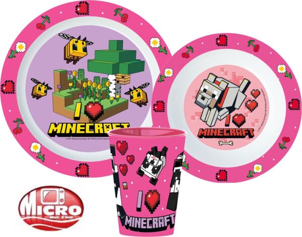 Minecraft Girls étkészlet, micro műanyag szett, pohárral 260 ml - Image 2