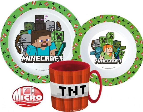 Minecraft Creeper étkészlet, micro műanyag szett bögrével 350 ml - Image 2