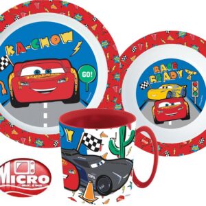 Disney Verdák Lets Race étkészlet, micro műanyag szett bögrével 350 ml