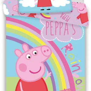 Peppa malac Rainbow gyerek, ovis ágyneműhuzat 100×135cm, 40×60 cm