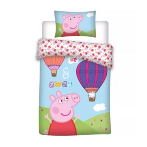Peppa malac Hot-air Balloon gyerek, ovis ágyneműhuzat 100×135cm, 40×60 cm