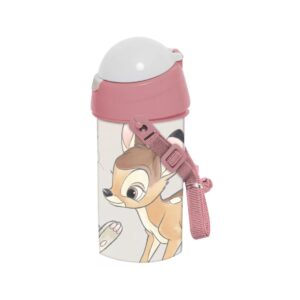 Disney Bambi Cute műanyag szívószálas kulacs akasztóval 500 ml